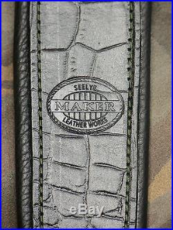 Rifle Sling, Black Leather, Hand tooled, Made in the USA, US Army