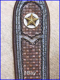 Rifle Sling, Brown Leather, Hand Tooled, Made in the USA, Lone Star