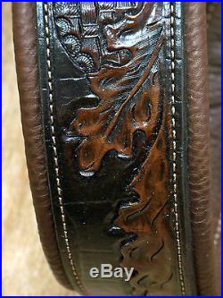 Rifle Sling, Brown Leather, Hand tooled, Made in the USA, Praying Cowboy