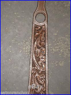 Rifle Sling Leather Floral Hand Tooled Bianchi Lined Padded 433 Dark Oil