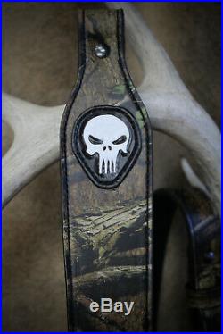 Rifle Sling, Seelye Leather Works, Camouflage Leather Rifle Sling with Skull