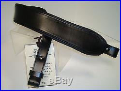 Rifle sling, Black Leather Rifle Sling Handcrafted In the USA, Plain Black 2