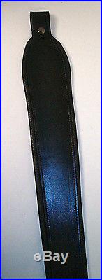 Rifle sling, Black Leather Rifle Sling Handcrafted In the USA, Plain Black 2