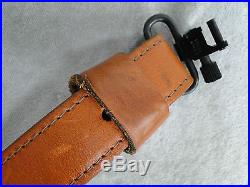 Ruger 2 1/4 Handmade Genuine Leather Rifle Sling withUncle Mikes Sling Swivels