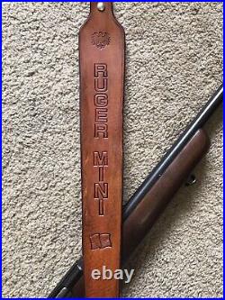 Ruger Mini Custom Leather Rifle Sling Hand Tooled And Made in the USA