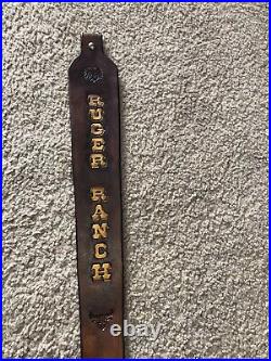 Ruger Ranch Brown Custom Leather Rifle Sling Hand Tooled And Made in the USA