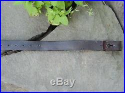 SWEDISH M1896 LEATHER MAUSER RIFLE SLING 48+ INCHES with METAL CLASP