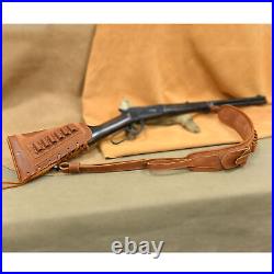 Set of Leather Rifle Buttstock Cover, Shell Slot Sling for. 45-70.22MAG 12GA. 357