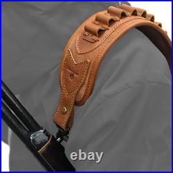 Set of Leather Rifle Buttstock Cover, Shell Slot Sling for. 45-70.22MAG 12GA. 357