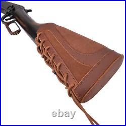 Set of Leather Rifle/Shotgun Buttstock Magazine Pouch with Matched Sling Strap