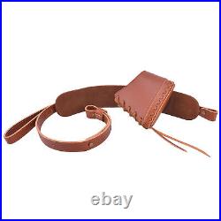 Set of Leather Rifle/ Shotgun Recoil Pad with Ammo Strap Sling for. 308.22LR 12GA