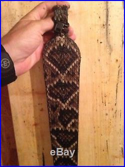 Snake skin Gun sling Eastern Diamondback and leather hand crafted adjustable