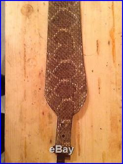 Snake skin Gun sling Western Diamondback and leather hand crafted adjustable