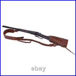 Suit of Cowhide Leather Rifle Buttstock with Carry Sling for. 30-30.22MAG 12GA