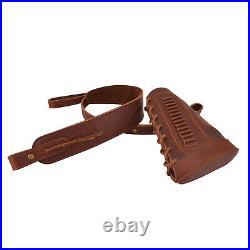 Suit of Cowhide Leather Rifle Buttstock with Carry Sling for. 30-30.22MAG 12GA