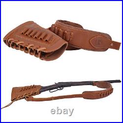 Suit of Leather Rifle Sling with Ammo Shell Buttstock. 308.45-70.30-06.44 MAG