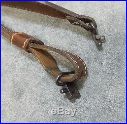 TOREL #4882 HARNESS COWHIDE DARK BROWN SUEDE LEATHER RIFLE SLING WITH SWIVELS