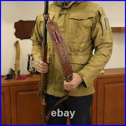 TOURBON Leather Rifle Sling Gun Muzzleloading Ammo Strap Barrel Mounted