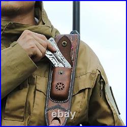 TOURBON Leather Rifle Sling with Knife Pouch Ammo Holder Bandolier Adjustable