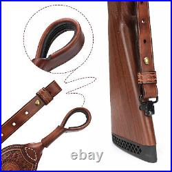 TOURBON Leather Shooting Gun Sling Shoulder Strap Rifle 30-06 Ammo Carrier Belt