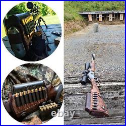 TOURBON Shotgun Shell Pouch Bag PU&Leather Rifle Cheek Rest Padded Gun Sling Set