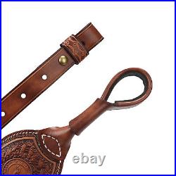 TOURBON Vintage Leather None Drill Strap Set with Rifle Buttstock Cover for Gift