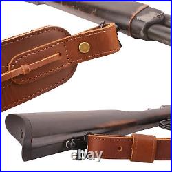 Top-Grain Padded Leather Rifle Sling, Adjustable Hunting Gun Strap with Swivels