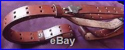 Topgrain Brown Leather Adjustable Rifle Sling with Hooks 1 Wide Excellent
