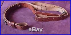 Topgrain Brown Leather Adjustable Rifle Sling with Hooks 1 Wide Excellent