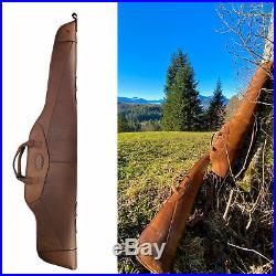 Tourbon Genuine Leather Rifle Soft Case Gun Scoped Sling Bag Safe Carry Storage