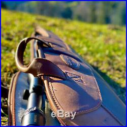 Tourbon Genuine Leather Rifle Soft Case Gun Scoped Sling Bag Safe Carry Storage