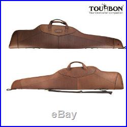 Tourbon Genuine Leather Rifle Soft Case Gun Storage Scoped Sling Bag Safe Carry