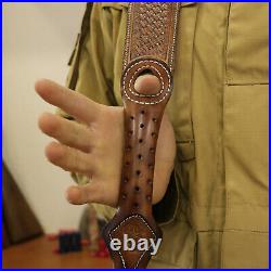 Tourbon Leather 1 Point Gun Sling Strap+Rifle Slip on Recoil Pad. 22lr Ammo Slot