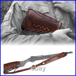 Tourbon Retro Leather No Drill Gun Slings Strap+Rifle Buttstock Cover Recoil Pad