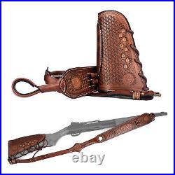 Tourbon Retro Leather No Drill Gun Slings Strap+Rifle Buttstock Cover Recoil Pad