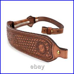 Tourbon Retro Leather Rifle Sling Gun Carry Strap Finger Rest Hunting Adjustable