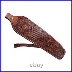 Tourbon Retro Leather Rifle Sling Gun Carry Strap Finger Rest Hunting Adjustable