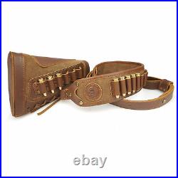 USA 1 Set Brown Leather Gun Buttstock With Rifle Shoulder Sling For Marlin