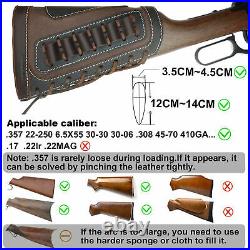 USA 1 Set Leather Gun Shell Holder Buttstock + Rifle Sling For. 30-30.308.30-06