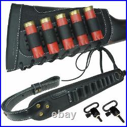 USA Shotgun Rifle Buttstock And Durable Shoulder Sling, Leather Canvas For 12GA