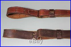 US WW1 WW2 Hunter Brown Leather M1903 Commerci Leather Rifle Sling Parts Lot S24