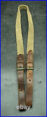 US WW2 Unknown Rigger Made Rifle Sling Strap. Web Belt Canvas & Leather (P5)