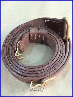 U. S. 1907 WWI Garand Rifle Sling Brass Fittings (Repro) OILED NATURAL LEATHER