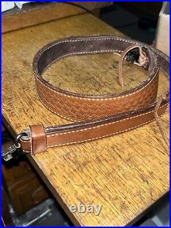 Uncle Mikes Leather Rifle Sling With Leather Fringes & Knife Pouch