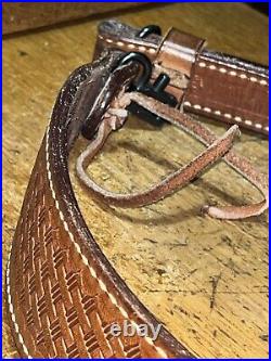 Uncle Mikes Leather Rifle Sling With Leather Fringes & Knife Pouch