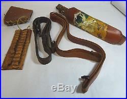 VINTAGE LEATHER GUN RIFLE SLING (3) LOT With Extras