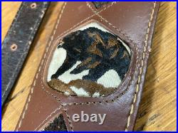 VINTAGE NOS Torel Padded Leather Gun Sling Rifle Strap Embroidered Bear