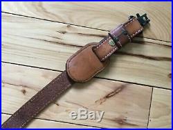 VINTAGE TOREL PADDED TOP GRAIN COWHIDE LEATHER RIFLE SLING #4825 WithEAGLE EMBOS