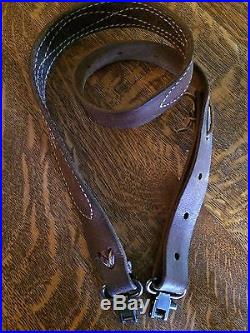 VTG Bianchi Style Leather Hunting Rifle Sling with QD Swivels