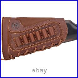 Veg Tan Leather Gun Buttstock with Gun Sling Belt For 12GA. 22MAG. 308.30/30